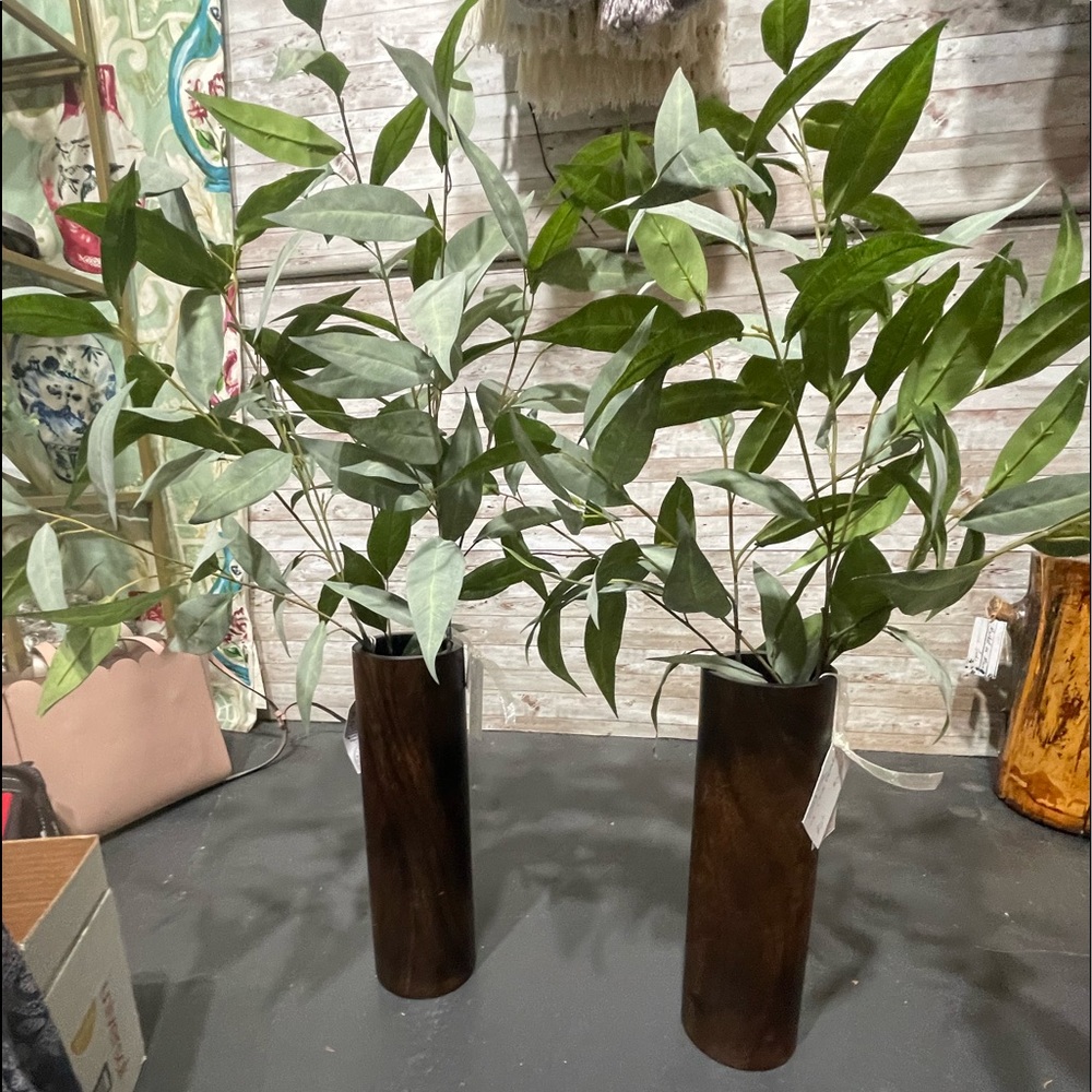NWT includes 2 Beautiful Acadia wood vases w/ olive branches. Price for the Set